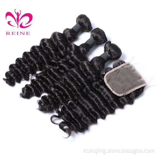 REINE Wholesale virgin Peruvian hair bundles with closure,virgin human hair from very young girl,10a grade hair human hair dubai